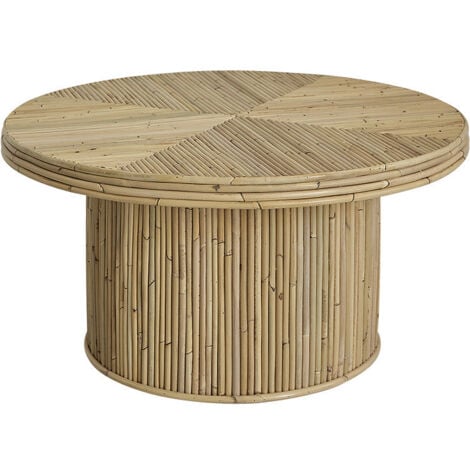 Table basse en canne de rotin ronde