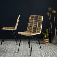 Chaise en rotin et métal (lot de 2)