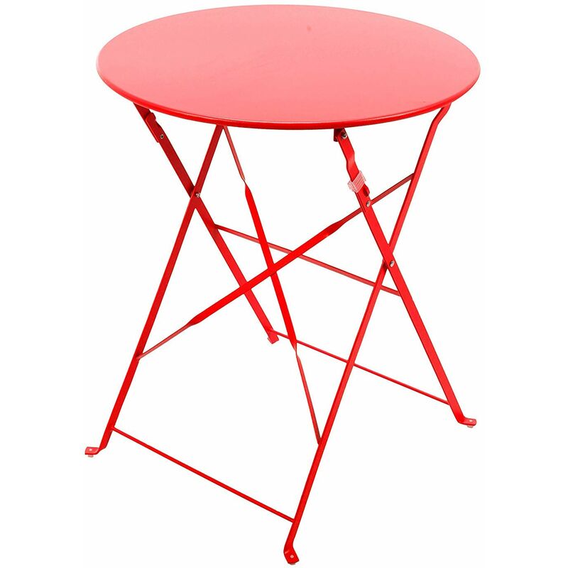 Ensemble table d'exterieur pliante et 2 chaises acier rouge - RETIF