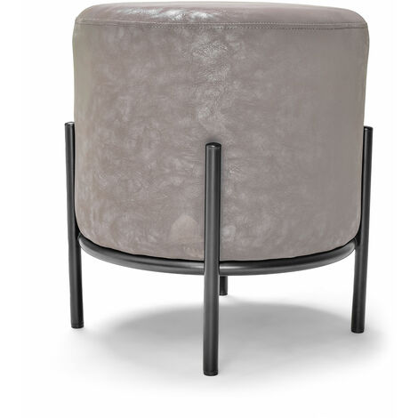 Pouf Rond BONN VELVET En Velours Côtelé Vert - Structure En Acier - Repose-pieds Déco Rétro/moderne - 5