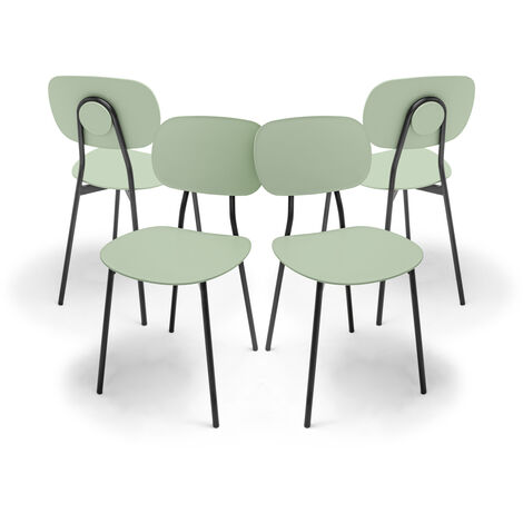 Frankystar – Lot de 4 chaises en métal et polypropylène – Style moderne et vintage – Hauteur d'assise 47cm – Couleur vert élégant – Empilables (1/5)