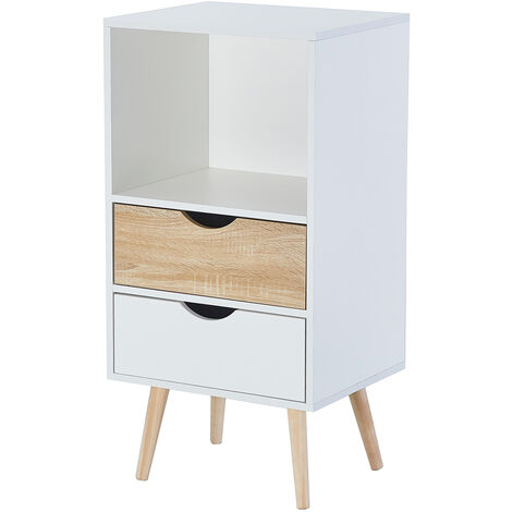 Armoire De Rangement 100x43x185cm Blanc - Avec 4 Tiroirs, Tringle, étagères - Style Moderne