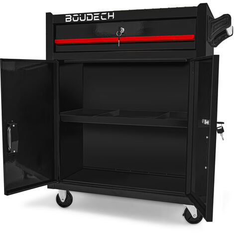 Buddy - Chariot d’atelier à deux portes avec tiroir et serrure, armoire de rangement à roues autobloquantes