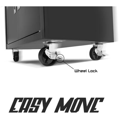 Buddy - Chariot d’atelier à deux portes avec tiroir et serrure, armoire de rangement à roues autobloquantes