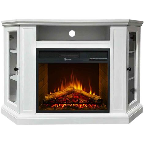 Cheminée électrique d’angle Frankystar Madison blanc MDF 900/1800 W avec télécommande (1/5)
