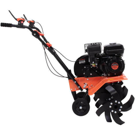 Boudech Tukang 212 Motoculteur pour jardin à essence 4 temps 6.1HP Moteur 212cc avec 6 fraises 40 cm 24 lames Largeur de travail 34-62-85 cm Profondeur de travail 40 cm