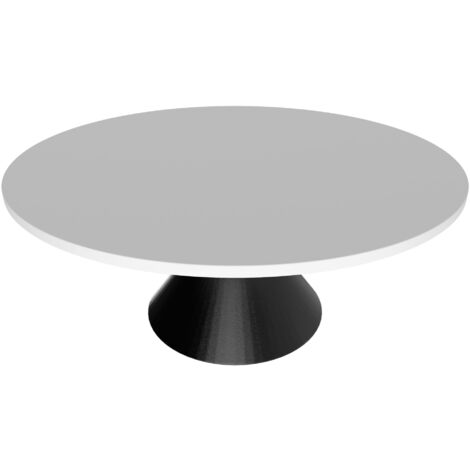 Graal Black - Table ronde Ø120 cm Base double cône en métal noir et plateau en bois stratifié blanc (1/5)