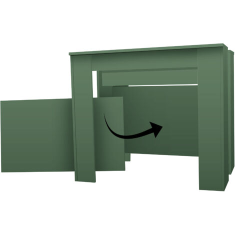 Console De Table Extensible Fortino - 91x50/250 Cm - 4 Rallonges - Plateau Mélamine Vert Sauge - Cadre Acier - Jusqu'à 12 Personnes - 5