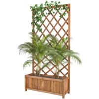 Frankystar – Jardinière en bois de cèdre traité autoclave avec espalier H180 cm – Pour délimitation d'espaces intérieurs et extérieurs – Dimensions 90x32x35 cm
