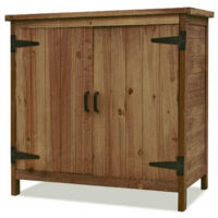 Frankystar – Armoire de jardin en bois de cèdre imprégné – 2 étagères internes – Charnières en métal noir – Traitement antifongique autoclave