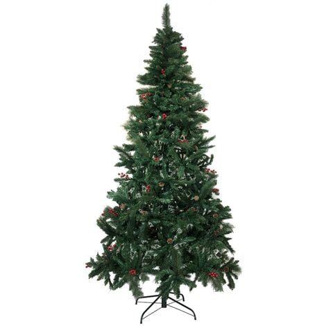 Albero di Natale Artificiale Meribel Verde con Pigne e Bacche, Borsa e  Copribase Altezza 240 cm