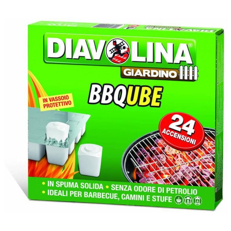 DIAVOLINA 100 PZ ACCENDIFUOCO ORIGINALE ECOLOGICO SENZA PETROLIO INODORE :  : Giardino e giardinaggio