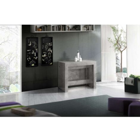 Web Furniture Consolle Tavolo Allungabile Pratika 300 Cemento Bronx - 77h x 90L x 90A cm