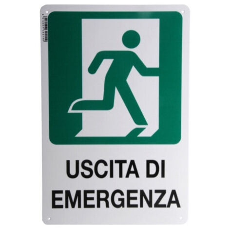 Cartello Segnaletico USCITA DI EMERGENZA DESTRA - PVC 20x30 Cm - Targa Tabella Sicurezza