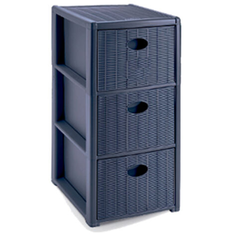 Stefanplast Cassettiera Elegance 3 Cassetti Blu Navy 30x40 H 60 cm - Polipropilene Super Resistente - Portaoggetti con Ruote