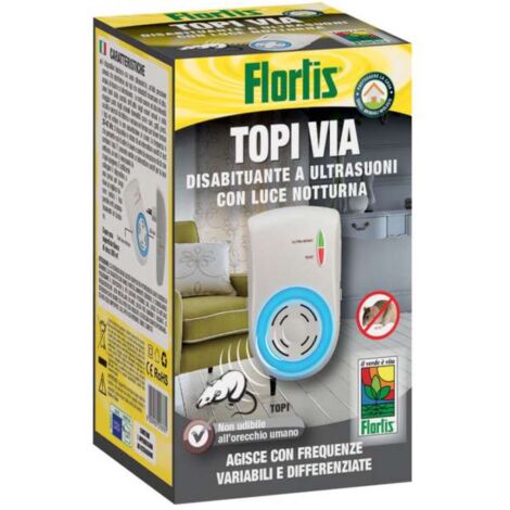 Flortis Disabituante Topi a Ultrasuoni - Con Luce Notturna