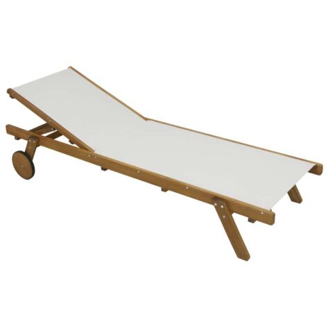 Domo Mea Lettino Sdraio Prendisole da Giardino in Eucalipto e Tela Ecru - 195x71 cm