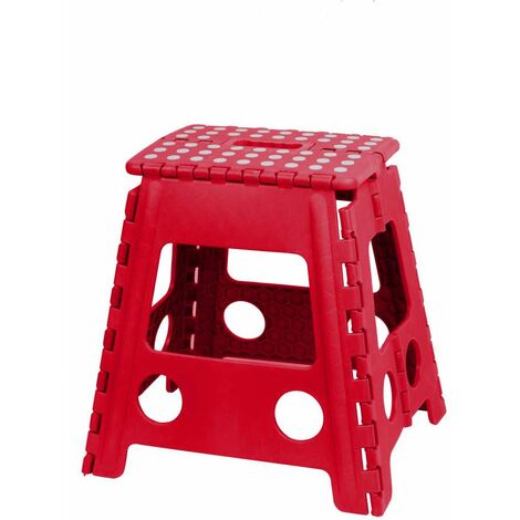 Sgabello Pieghevole Rosso in Plastica - Design Compatto 39x29x22 cm