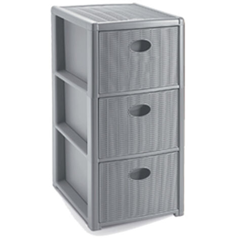 Stefanplast Cassettiera Elegance 3 Cassetti Grigio 30x40 H60 cm - Polipropilene Super Resistente - Portaoggetti con Ruote (1/3)