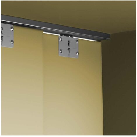 Emuca Sistema Flow da superficie in kit per un armadio con 2 ante scorrevoli in legno supportate da chiusura ammortizzat