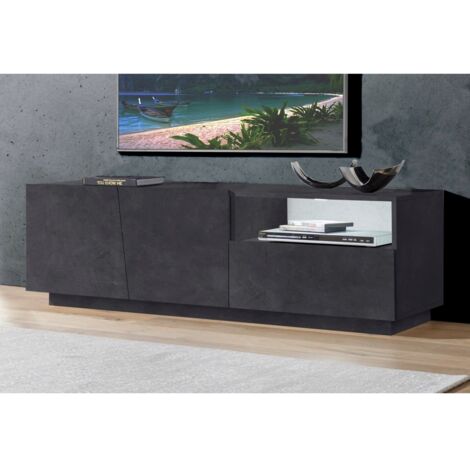 Mobile Porta TV Madia 150 cm Bassa con 2 Ante per Soggiorno Ardesia