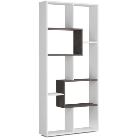 libreria multiposizione con 8 scomparti colore bianco e ossido