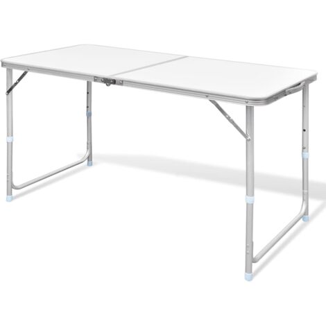 vidaXL Tavolo da Campeggio Pieghevole Alluminio Regolabile 120x60 cm