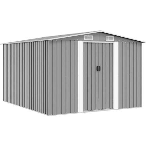 Casetta da Giardino 257x298x178 cm in Metallo Grigio