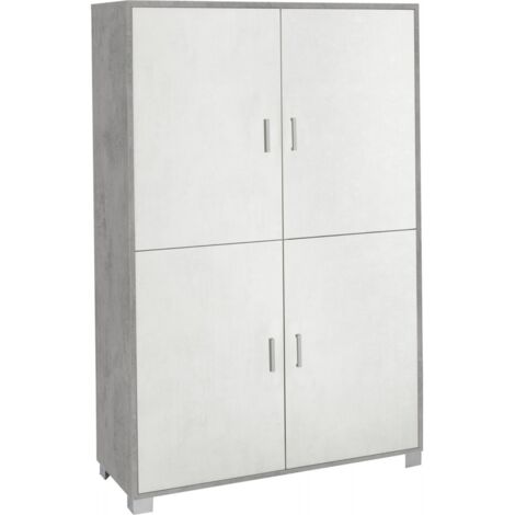 URBE 12 Mobile Contenitore 2 Ante, Effetto Ossido E Cemento, Moderno, 110x86x42 Cm, Design Italiano