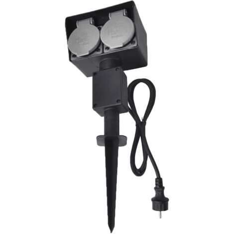 Presa Da Giardino Con Picchetto 2 Prese IP44 250V/16A | Prolunga Elettrica Per Esterno Con Cavo 2m