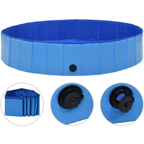 Piscina per Cani Pieghevole Blu 160x30 cm in PVC