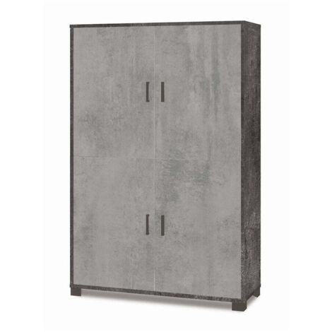 URBE 12 Mobile Contenitore 2 Ante, Effetto Ossido E Cemento, Moderno, 110x86x42 Cm, Design Italiano