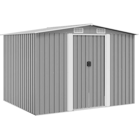 vidaXL Capanno per Attrezzi in Metallo Grigio 257x205x178 cm