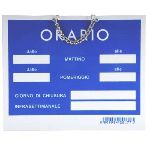 Cartello orario apertura Tempopol Blu cm 15x11
