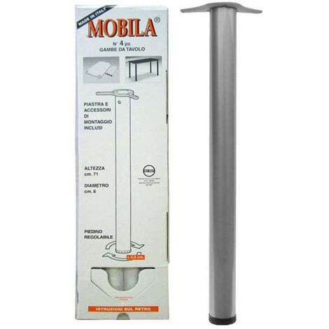 SET GAMBA TONDA D60 H710 GRIGIO ALLUMINIO 4 PZ. (1/2)