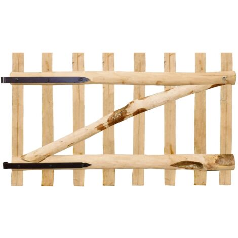 Cancello Singolo per Recinzione in Legno di Nocciolo 100x60 cm 142589