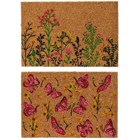 Générique Zerbino In Fibra Di Cocco Naturale 40x60 Cm - Decorazione Fiori E Farfalle, Adatto A Interni Ed Esterni