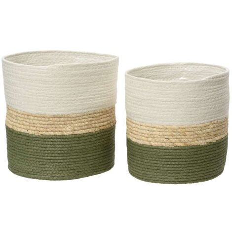 Kaemingk Cesta Intrecciata - Verde/Naturale/Crema - Grande 28x28 cm