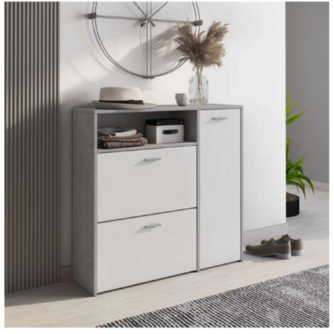 Scarpiera Multi Anta e Ribalte Bianco Cemento - Spaziosa e Moderna