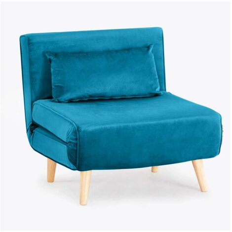 Domo Mea Poltrona Letto Blu Verde - Design Scandinavo Moderno - Velluto Comodo