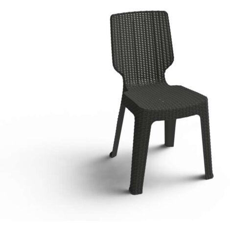 Sedia T-Chair Resina Effetto Rattan Colore grafite - Misura 39x48x68h cm - Impilabile - Keter