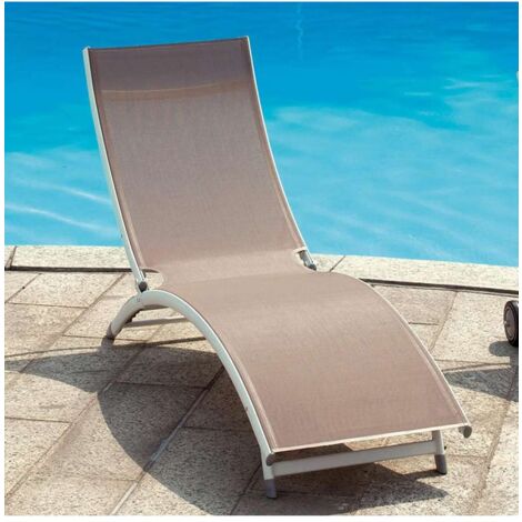 Lettino da Spiaggia Onda - Alluminio Grigio - 49,5x186x30 cm