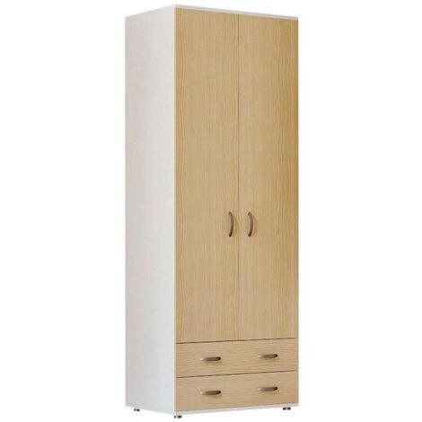 Armadio Lugano doppia anta in ciliegio Olmo con cassetti - 207x80x52 cm (1/2)
