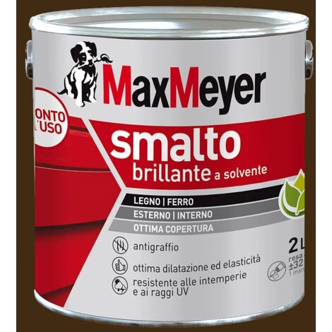 MAXMEYER Smalto a solvente per ferro e legno brillante TESTA DI MORO R8017 2 L