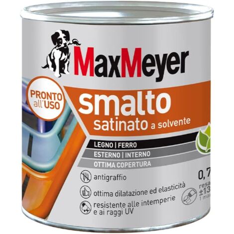 MAXMEYER Smalto a solvente per ferro e legno satinato TESTA DI MORO R8017 0,750 L