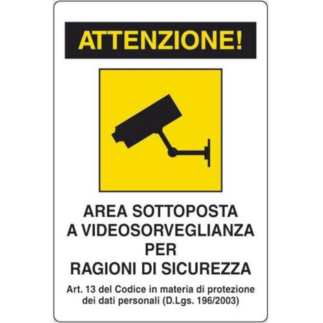 Cartello Area Videosorvegliata 20x30cm