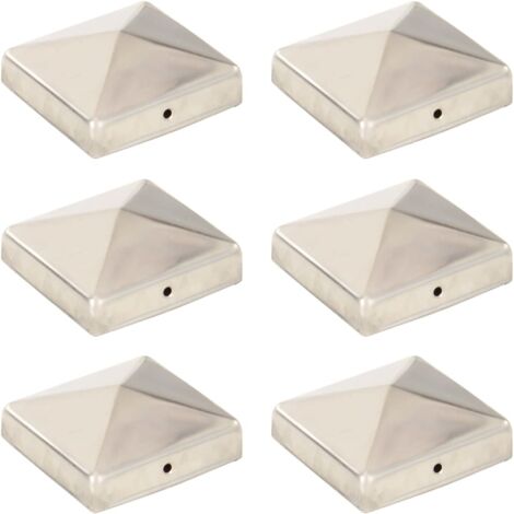 vidaXL Tappi per Pali a Piramide 6 pz in Acciaio Inox 81x81 mm