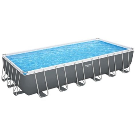 Bestway Piscina Rettangolare Power Steel - Grigio Bianco - 732x366x132 cm