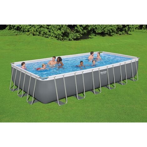 Bestway Piscina Rettangolare Power Steel - Grigio Bianco - 732x366x132 cm