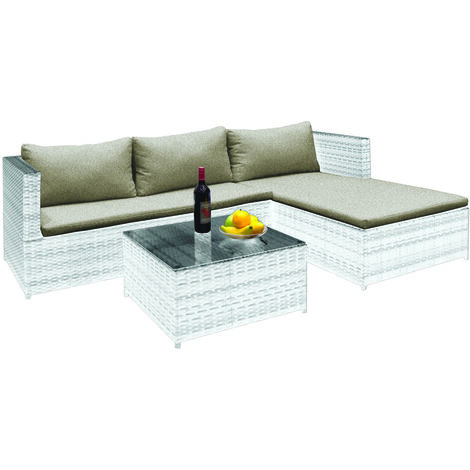 SET RATTAN SALOTTINO AD ANGOLO RELAX MORNING DIVANO 2POSTI CHAISE LONGE E TAVOLO (1/4)